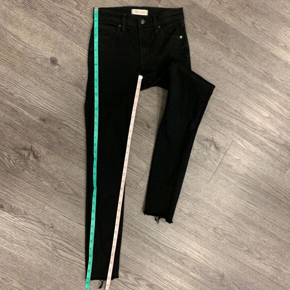 Madewell 9" Mid Rise Skinny Jeans Women 24 x 28 Tall ISKO Stay Black Raw Hem - Picture 5 of 12